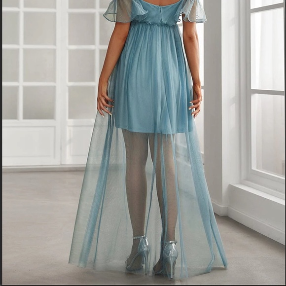 Dusty Blue Maternity Dress - Picture 4 of 4